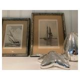 Blue Nose and Norwegian Timer Schooner, Signed Etchings