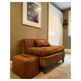 Dunbar, Mid Century Armless Armchair, Striped Velvet 