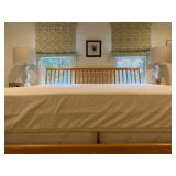 Slatted Back Sleigh Bed, KING, Tempurpedic Mattress, Geometric Lamps 