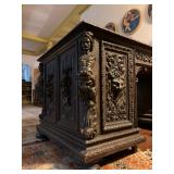 Carved Figural Partners Desk Attributed to R.J. Horner