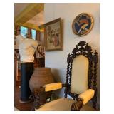 Carved Spanish Revival Armchair, Moravian Pottery Season