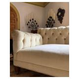 Chesterfield Sofa, Cast Iron Standing Candelabra, PAIR, After Cyril Colnick 