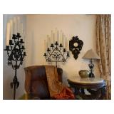 Cast Iron Standing Candelabra, PAIR, After Cyril Colnick 