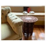 Chesterfield Sofa, Hand Carved Folding Accent Table