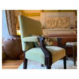 Carved Frame Armchair with Nail Head Detail, Plaster Cast After Guido Reni, Aurora 