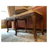 Carved Leg Upholstered Bench