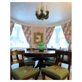 Round Pedestal Table with Six Rounded Back Side Chairs