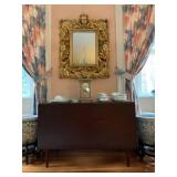 Carved Giltwood Mirror, Sheraton Style Inlaid Gate Leg Table