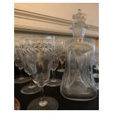 Antique Etched Crystal Stemware, Holme Gaard Decanter