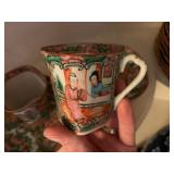 Chinese Export Pottery Rose Medallion Tea Cups 