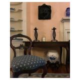 Bronze Museum Reproduction, The Tub, After Degas, Blue and White Planter, Marked 595-B, Wrought Iron