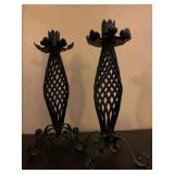 19th C Wrought Iron  Candle Holders