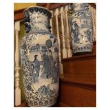 Blue and White Floor Vases, PAIR