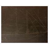 Stand with Engraved Slate Inset, Clipper Ship