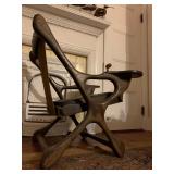 Leather and Mahogany Campaign Chair