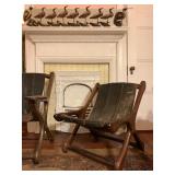 Leather and Mahogany Campaign Chair