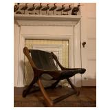 Leather and Mahogany Campaign Chair
