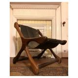 Leather and Mahogany Campaign Chair