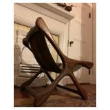 Leather and Mahogany Campaign Chair