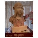 Art Deco Marble Bust of a Young Girl, Signed M. Pedrini 