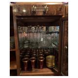 Art Deco Burl Wood Marble Top Sideboard, Brilliant Cut Glass Decanter, Etched Dcanter Set, Moser Sty