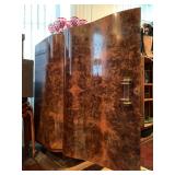 Art Deco Burl Wood Marble Top Sideboard 