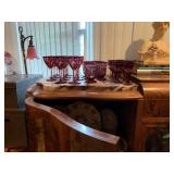 Art Deco Burl Wood Marble Top Sideboard 