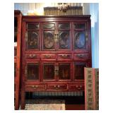 Chinese Cabinet Decorated with Warriors in Gilt  