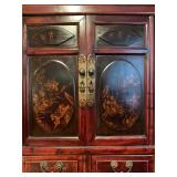 Chinese Cabinet Decorated with Warriors in Gilt  