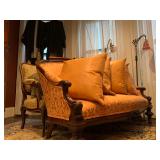 Victorian Carved Frame Settee, Bronze Mounted French Settee, Silk Kimonos, Antique Floor Lamps 