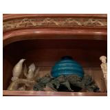 Antique Gilt Bronze and Marble Mirrored Front Armoire, Murano Glass Vases, Pairpoint Glass, Chinese 