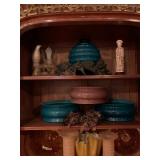 Antique Gilt Bronze and Marble Mirrored Front Armoire, Murano Glass Vases, Pairpoint Glass, Chinese 