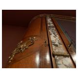 Antique Gilt Bronze and Marble Mirrored Front Armoire 