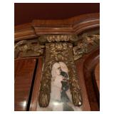 Antique Gilt Bronze and Marble Mirrored Front Armoire 