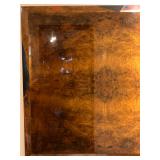 Burl Wood Table Top with Inlay, Signed 