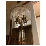 Early 20th Century Brass and Crystal Floor Lamps, PAIR 