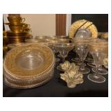 Antique Moser Gilt Rim Set, Includes Two Size Plates, Bowls and Stemware 