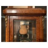Bronze Ormule Accented Burl Wood Column Cabinets, Two Pairs! Antiquities, Clay Handled Jugs