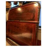 Marquetry Inlaid, Bronze Ormule Accented, Burled Wood Bedframe 