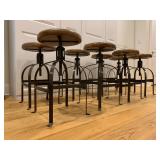 Pottery Barn Industrial Style Adjustable Height Stools, Set of Eight. Find the FULL LISTING, Prices 