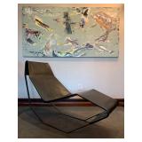 SHOP NOW @ HuntEstateSales.com! Brutalist Metal And Leather Chaise Lounge