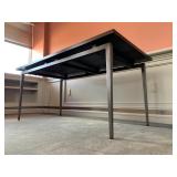 SHOP NOW @ HuntEstateSales.com! Modern Farm Table With Tapered Leg Steel Base