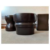 SHOP NOW @ HuntEstateSales.com! Robert Kuo Antiqued Copper Oval End Table