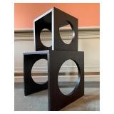 SHOP NOW @ HuntEstateSales.com! Cube Nesting Tables With Large Circle Cut Out, Set Of Two