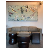 SHOP NOW @ HuntEstateSales.com! Robert Kuo Antiqued Copper Oval End Table