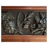 Hand Carved Fireplace Surround Featuring Chrysanthemums, Maple Leaves and Dogwood Flowers