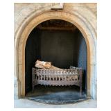 Three Panel Late 19th Century Iron Fireplace Fireback With Diamond Pattern