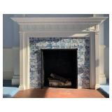 18th Century Dutch Delft Blue and White Tiled Fireplace Surround