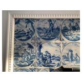 18th Century Dutch Delft Blue and White Tiled Fireplace Surround
