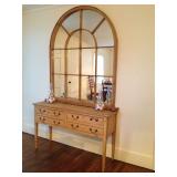 unfinished pine hall table with mirrored back